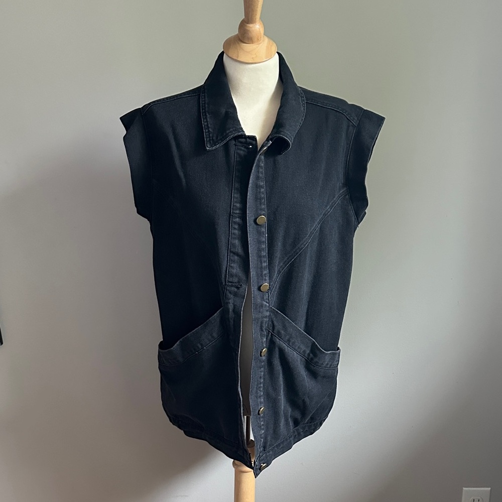 Oversized Black Denim Vest
